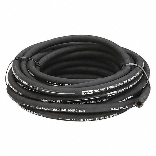 Parker 302-6-BX Hydraulic Hose 4,750 psi, 3/8 in Hose Inside Dia., 3/4 in Hose Outside Dia., 50 ft Hose Lg, Black