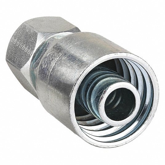 Parker 10643-8-8 Hydraulic Crimp Fitting Steel x Steel, Straight, -8 For Hose Dash Size, Female x Genderless