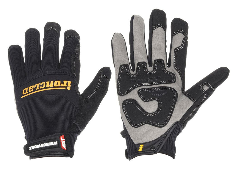 Ironclad WWX2-06-XXL Wrenchworx Mechanics Gloves, 2XL, Black, Synthetic Leather Palm, Nylon Back