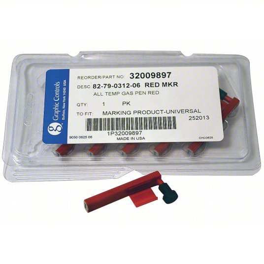 Graphic Controls 82-79-0312-06 - RED DIFFERENTIAL PENS, Chart Recorder Pen, Red, 0.537 In Bold, PK6