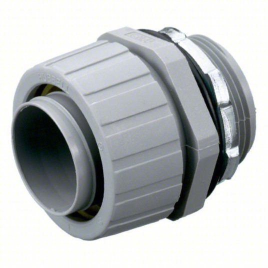 Hubbell P100NGYA Liquid-Tight Conduit Fitting 1 in Trade Size, Straight, Insulated, Gray