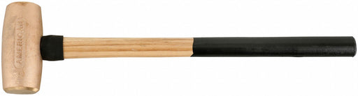 American Hammer AM12BRWG Soft-Face Sledge Hammer, Brass, Wood Handle, 12 lb Head Wt, 6 in Dia, 26 in Overall Lg, Round Shape