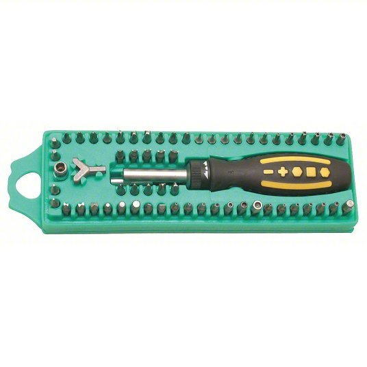 Eclipse 800-081 Multi-Bit Screwdriver 60 Tips, 9 1/2 in Overall Lg, Magnetic, Ergonomic Grip, Single End