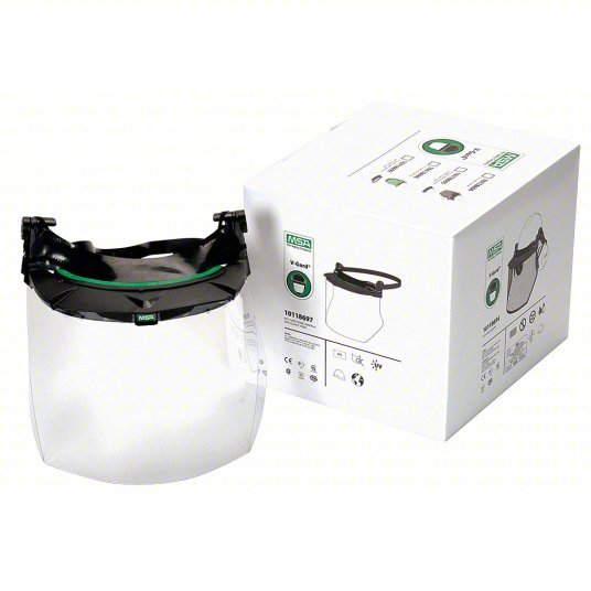 MSA 10118697 Faceshield Bracket and Visor Clear, Polycarbonate, Dielectric Protection, 17 in Visor Ht