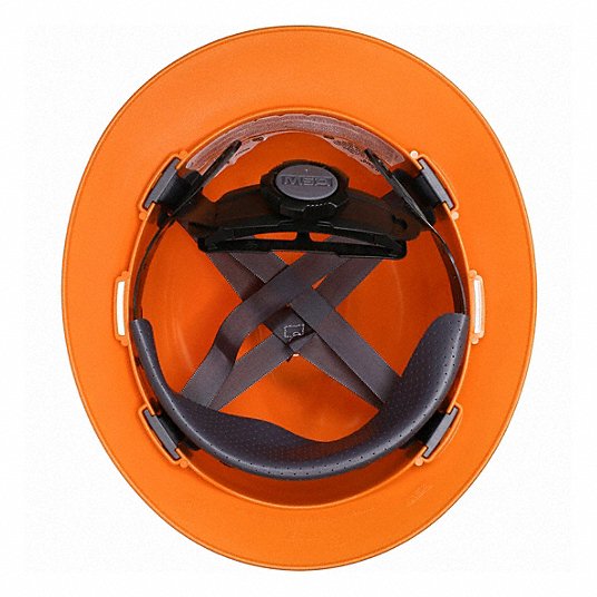 MSA 496075 Hard Hat Orange, No Graphics, Ratchet (4-Point), Pinlock, Polyethylene, Side-Slots, Solid