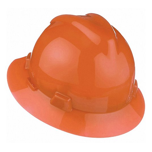 MSA 496075 Hard Hat Orange, No Graphics, Ratchet (4-Point), Pinlock, Polyethylene, Side-Slots, Solid