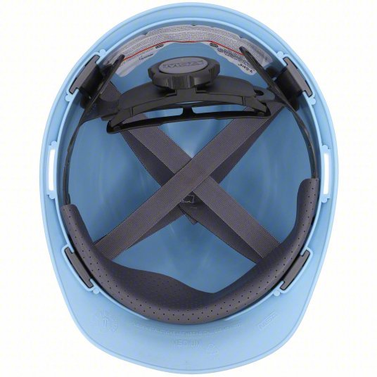 MSA 495853 Hard Hat Blue, No Graphics, Ratchet (4-Point), Polyethylene, Side-Slots