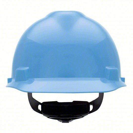 MSA 495853 Hard Hat Blue, No Graphics, Ratchet (4-Point), Polyethylene, Side-Slots