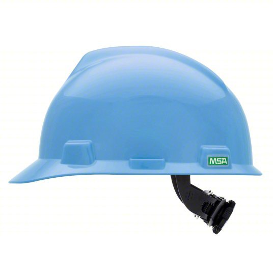 MSA 495853 Hard Hat Blue, No Graphics, Ratchet (4-Point), Polyethylene, Side-Slots