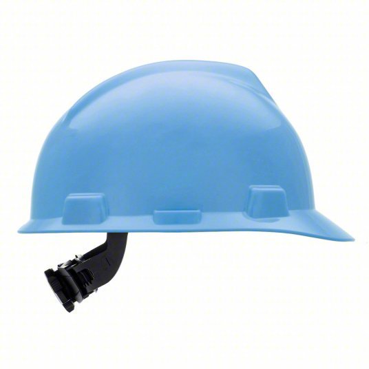 MSA 495853 Hard Hat Blue, No Graphics, Ratchet (4-Point), Polyethylene, Side-Slots
