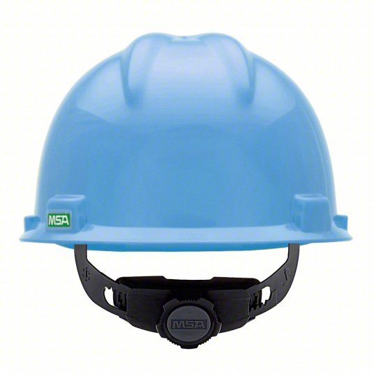 MSA 495853 Hard Hat Blue, No Graphics, Ratchet (4-Point), Polyethylene, Side-Slots