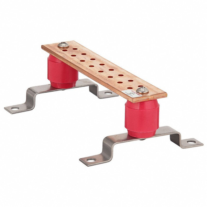 Hubbell HBBB14210A Copper, 10 in Grounding Bar Lg, (16) 1/4 in Grounding Bar Holes and Size