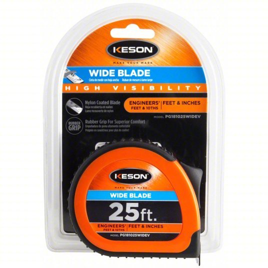 Keson PG181025WIDEV 25 ft Engineer's Tape Measure, 1 3/16 in Blade
