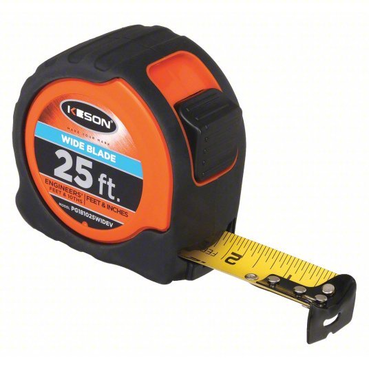 Keson PG181025WIDEV 25 ft Engineer's Tape Measure, 1 3/16 in Blade