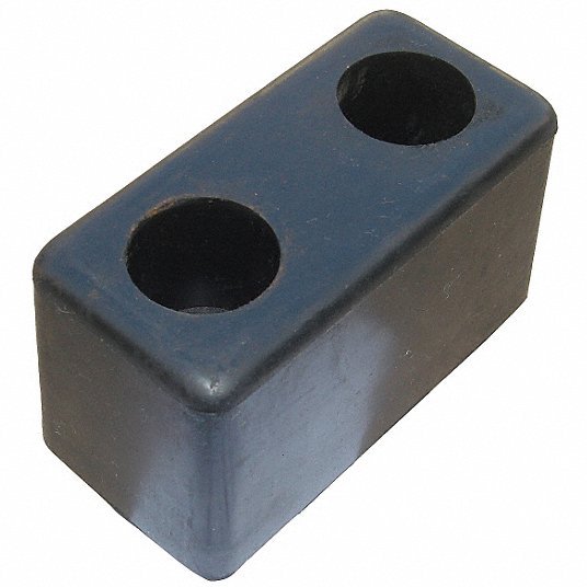 Redwood RW22NT82 Dock Bumper D, 6 in x 3 1/2 in x 3 1/2 in, Solid Rubber, Rubber, 1 1/2 in Access Hole Dia, Angle