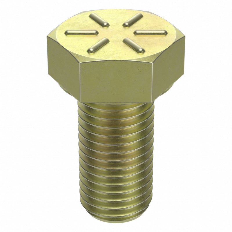 Approved Vendor N04104.100.0200 Hex Head Cap Screw, Steel, Grade 8, Zinc Yellow, 1"-8, Coarse, 2 in lg, Made in USA*, Inch, 2A, 5 PK