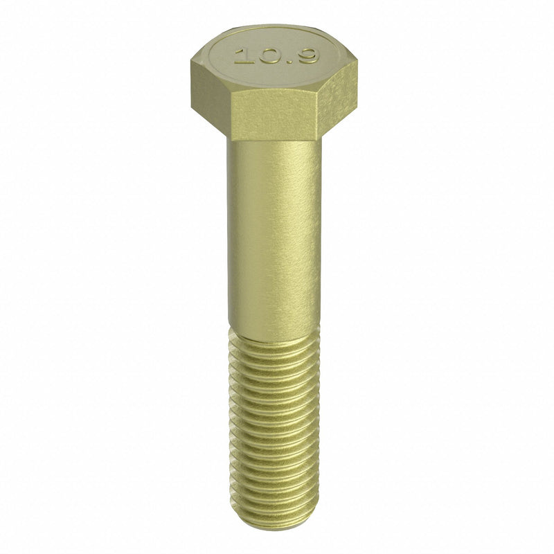 Approved Vendor M04104.120.0100 Hex Head Cap Screw, Steel, Class 10.9, Zinc Yellow, M12x1.75, Coarse, 100 mm lg, Metric, 25 PK