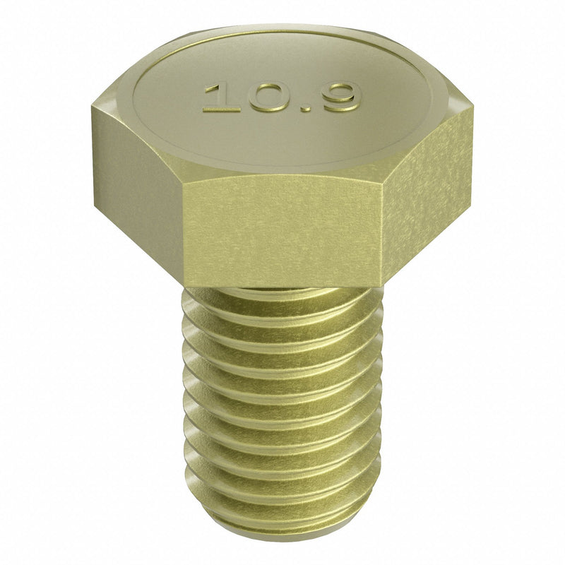Approved Vendor M04114.100.0025 Hex Head Cap Screw, Steel, Class 10.9, Zinc Yellow, M10x1.50, Coarse, 25 mm lg, Metric, 100 PK