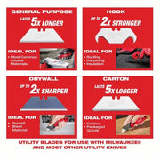 Milwaukee 48-22-1953 Utility Blade 3/4 in Blade Wd, 0.03125 in Blade Thick, 50 PK