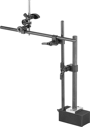McMaster 2310A104 Rigid-Arm Magnetic-Base Indicator Holder Lug and Stem Mount, with Two 15" Long Fine-Adjustment Arms
