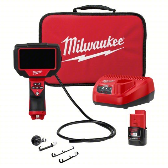 Milwaukee 2323-21 Inspection Camera 480 x 272, 4 ft Shaft Lg, 0.32 in Shaft Dia, 10 mm Camera Dia, Fixed