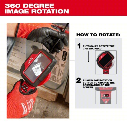 Milwaukee 2323-21 Inspection Camera 480 x 272, 4 ft Shaft Lg, 0.32 in Shaft Dia, 10 mm Camera Dia, Fixed