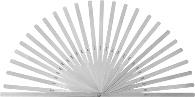 McMaster 2331A43 Stainless Steel Feeler Gauge Set with Twenty-Five 12" Long Flat Leaves with Round Ends