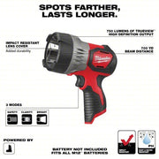 Milwaukee 2353-20 Cordless Flashlight: M12, Bare Tool, 750 lm Max., 3 Modes, Hand Held, Bare Tool