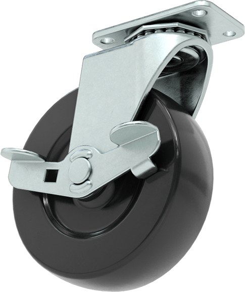 McMaster 2358T63 Static-Control Plate Caster, Swivel with Brake and 3" Diameter x 15/16" Wide Black Solid Rubber Wheel