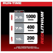 Milwaukee 2364-20 Work Light M12™, Work Light, 1,000 lm Max., 3 Modes, 5 3/4 in Max. Ht, 12V DC