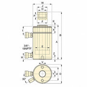 Enerpac RRH1001 General Purpose Hydraulic Ram 100 ton Nominal Capacity, 2 in Nominal Stroke Lg, 3.13 in