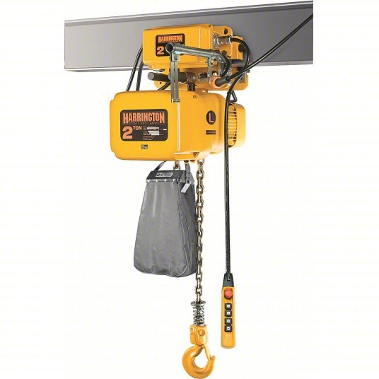 Harrington NERM020C-L-20 Electric Chain Hoist H4 - Heavy Duty, Motorized Trolley, 208-230/460V AC, 20 ft Lift Lg