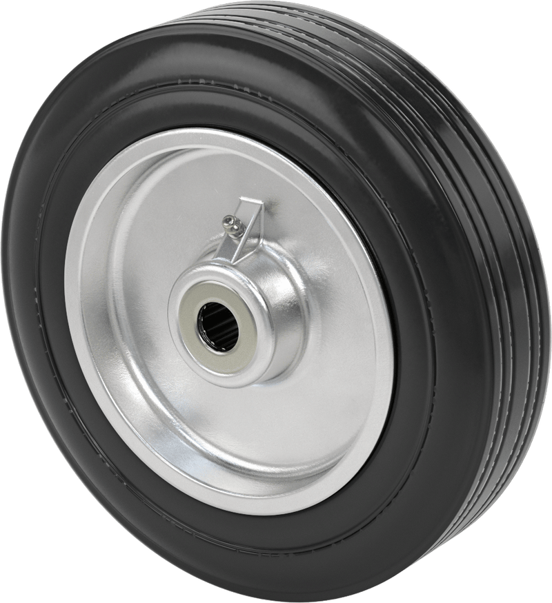 McMaster 2481T32 Rubber Solid-Tread Flat-Free Wheel on Aluminum Core, Center-Mount Hub with Roller Bearing, 12" Diameter × 2-3/4" Wide