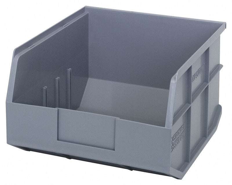 Quantum Storage Systems SSB425GY Shelf Storage Bin, Polypropylene, Gray, 12 in L x 11 in W x 7 in H, 65 lb Load