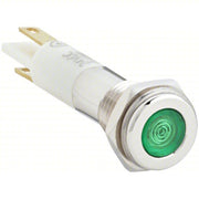 Redwood RW24M067 Flat Indicator Light Green, Male .110 Connector, LED, 24V DC, Brass Plated Chrome/LED/Plastic (ABS)