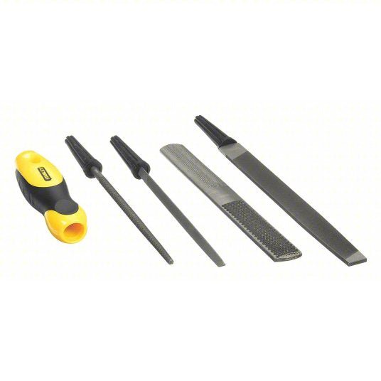Stanley 22-314 File Set 6 in Round File/6 in Slim Taper File/8 in 4-in-1 File/8 in Mill File, 5 Pieces
