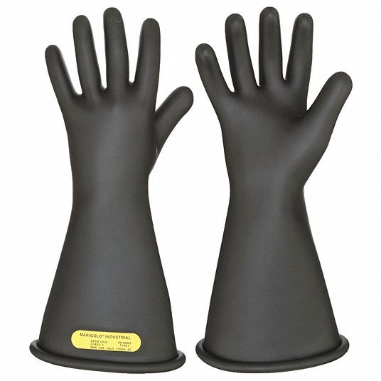 Ansell Activarmr CLASS 2 B 14 Electrical Insulating Gloves 17000V AC/25500V DC, 14 in Glove Lg, Straight Cuff, Black, 1 PR