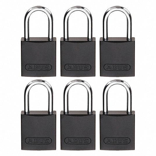 Brady CPAL-BLK-25AL-KA6 Lockout Padlock Keyed Alike, Aluminum, Compact Body Body Size, Aluminum, Std, Black, Aluminum PK6