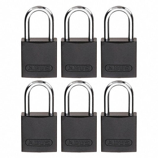 Brady CPAL-BLK-25AL-KA6 Lockout Padlock Keyed Alike, Aluminum, Compact Body Body Size, Aluminum, Std, Black, Aluminum PK6