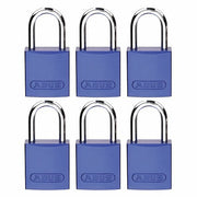 Brady CPAL-BLU-25AL-KA6 Lockout Padlock Keyed Alike, Aluminum, Compact Body Body Size, Aluminum, Std, Blue, Aluminum PK6