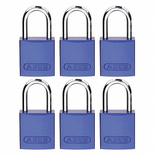 Brady CPAL-BLU-25AL-KA6 Lockout Padlock Keyed Alike, Aluminum, Compact Body Body Size, Aluminum, Std, Blue, Aluminum PK6