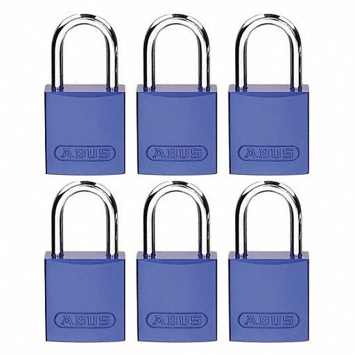 Brady CPAL-BLU-25AL-KA6 Lockout Padlock Keyed Alike, Aluminum, Compact Body Body Size, Aluminum, Std, Blue, Aluminum PK6