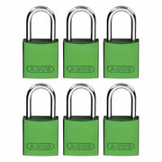 Brady CPAL-GRN-25AL-KA6 Lockout Padlock: Keyed Alike, Aluminum, Compact Body Body Size, Aluminum, Std, Green, Aluminum