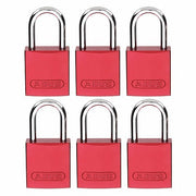 Brady CPAL-RED-25AL-KA6 Lockout Padlock Keyed Alike, Aluminum, Compact Body Body Size, Aluminum, Std, Red, Aluminum PK6