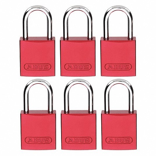 Brady CPAL-RED-25AL-KA6 Lockout Padlock Keyed Alike, Aluminum, Compact Body Body Size, Aluminum, Std, Red, Aluminum PK6