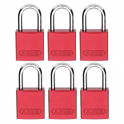 Brady CPAL-RED-25AL-KA6 Lockout Padlock Keyed Alike, Aluminum, Compact Body Body Size, Aluminum, Std, Red, Aluminum PK6