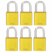 Brady CPAL-YLW-25AL-KA6 Lockout Padlock Keyed Alike, Aluminum, Compact Body Body Size, Aluminum, Std, Yellow PK6