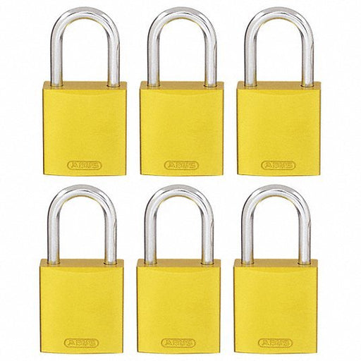Brady CPAL-YLW-25AL-KA6 Lockout Padlock Keyed Alike, Aluminum, Compact Body Body Size, Aluminum, Std, Yellow PK6