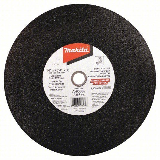 Makita A-93859-5 14 in x 7/64 in x 1 in Abrasive Cut-Off Wheel, 5/pk