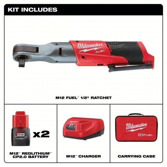 Milwaukee 2558-22 Ratchet 60 ft-lb Fastening Torque, 175 RPM Free Speed, 1 5/8 in Head Wd, Brushless Motor